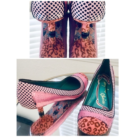 Irregular Choice Shoes - IRREGULAR CHOICE Pink Polka Dot Leopard Shoes 10